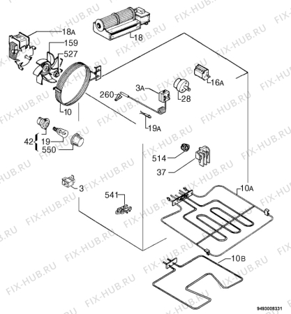 Взрыв-схема плиты (духовки) Zanussi ZBF859N - Схема узла Electrical equipment 268